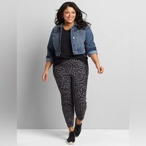 Lane Bryant On-The-Go Slim Ankle Pant, Leopard Print, Grey & Black, Size 16, EUC